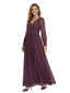 Classy V-Neck Long Sleeves A-Line Lace Appliques Chiffon Mother Of The Bride Dress