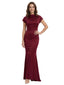 Elegant High Neck Cap Sleeves Satin Mother Of The Bride Mermaid Evening Gown
