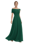 Chicsew Stylish Off Shoulder Chiffon Mother of The Bride Dress Flowy Long Elegant Formal Gown