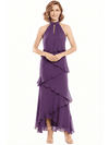 Classy A-Line Halter Chiffon Gown For Mother Of The Groom With Layered Ruffle