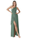 Elegant One-Shoulder A-line Chiffon Long Bridesmaid Dresses