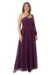 Sexy One Shoulder Long Sleeve  A-Line Mother of The Bride Chiffon Flowy Party Gown