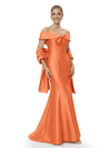 Beautiful Off Shoulder Bow Knot Satin Mermaid Mother Of The Bride Dresses