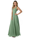 Sexy Halter V-Neck A-line Chiffon Floor-Length Bridesmaid Dresses