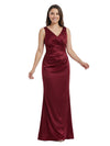 Beautiful V-Neck Silky Satin Mother Of The Bride Mermaid Evening Gown