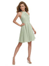Halter A-line Chiffon Knee-Length Bridesmaid Dresses