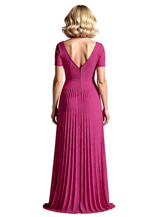 Elegant V-Neck Cap Sleeves Chiffon Mermaid Long Mother of The Bride Dresses