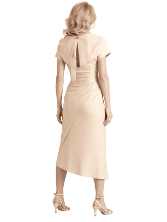 Elegant Cowl Neck Short Sleeves Satin Mermaid Mother Of The Bride Dresses