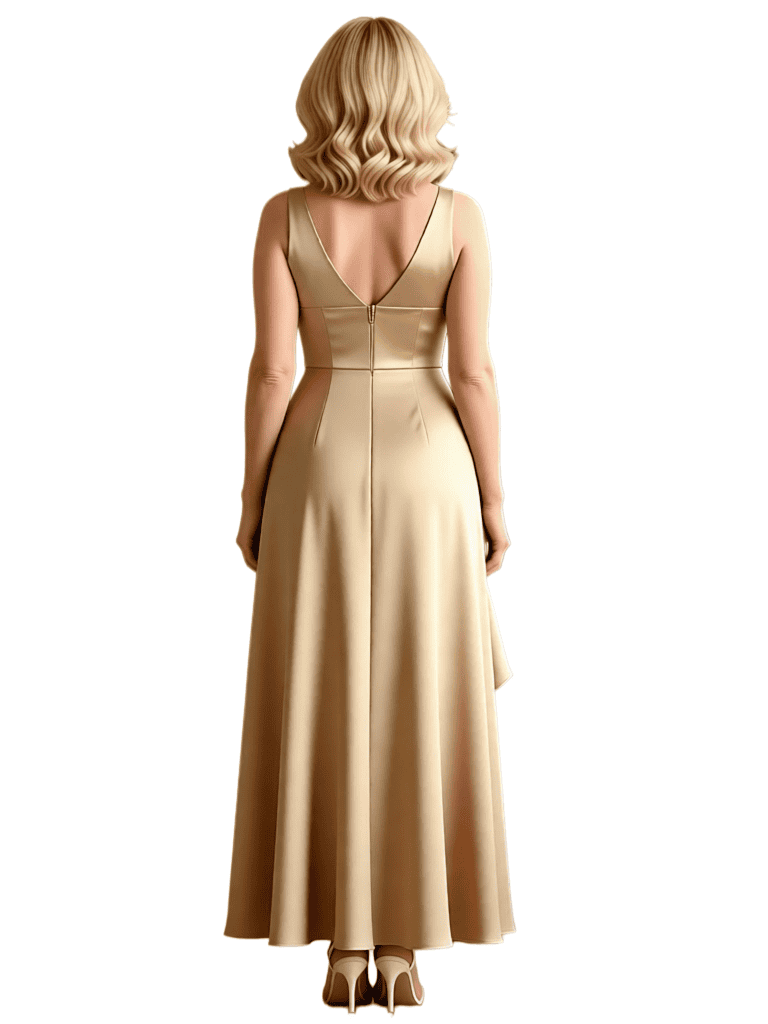 Elegant V-Neck Sleeveless Ruffles Satin A-Line Ankle-Length Mother Of The Bride Dresses