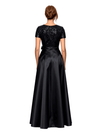 Elegant Short Sleeves Lace Satin Pantsuit Mother Of The Bride Dresses Overskirt