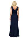 Elegant V-Neck Sleeveless Crepe Mermaid Mother of The Bride Dresses WIth Bow Knot