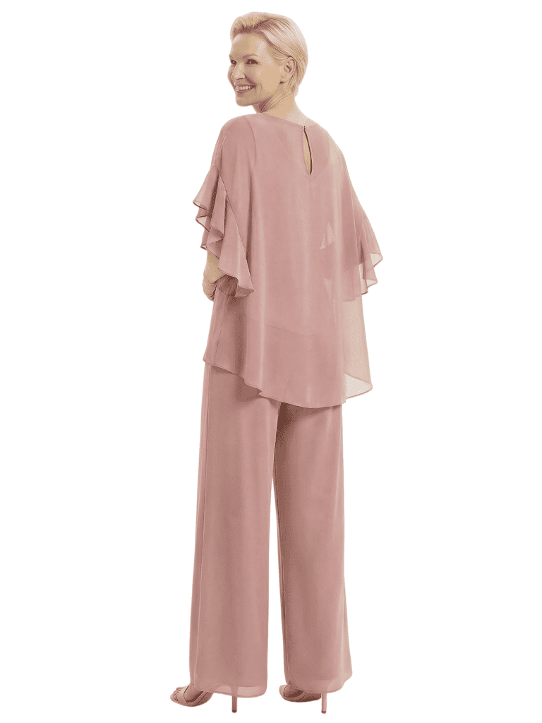 Modern Mother of the Bride Jumpsuit with Chiffon Jacket Ruffle Sleeve Formal Party