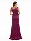 Women Scoop Sleeveless Side Split Long Satin Chic Formal Bridesmaid Dresses Online