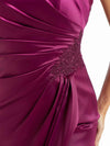 Women Scoop Sleeveless Side Split Long Satin Chic Formal Bridesmaid Dresses Online