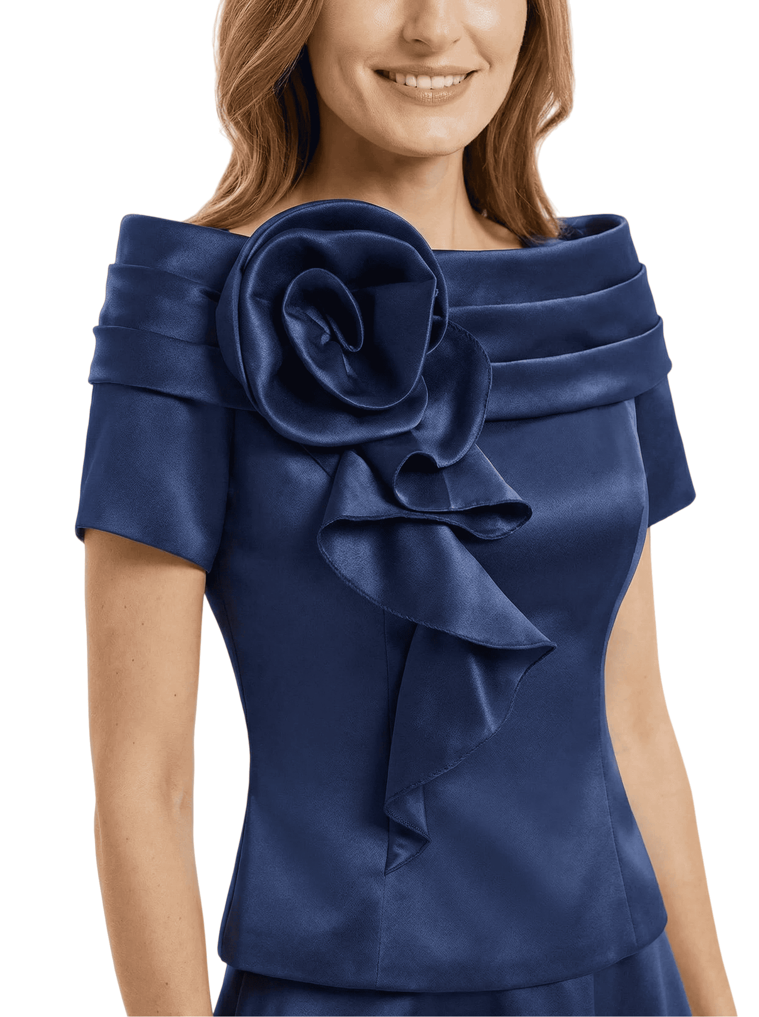 Elegant Short Sleeves A-Line Satin Mother of the Groom Evening Dress