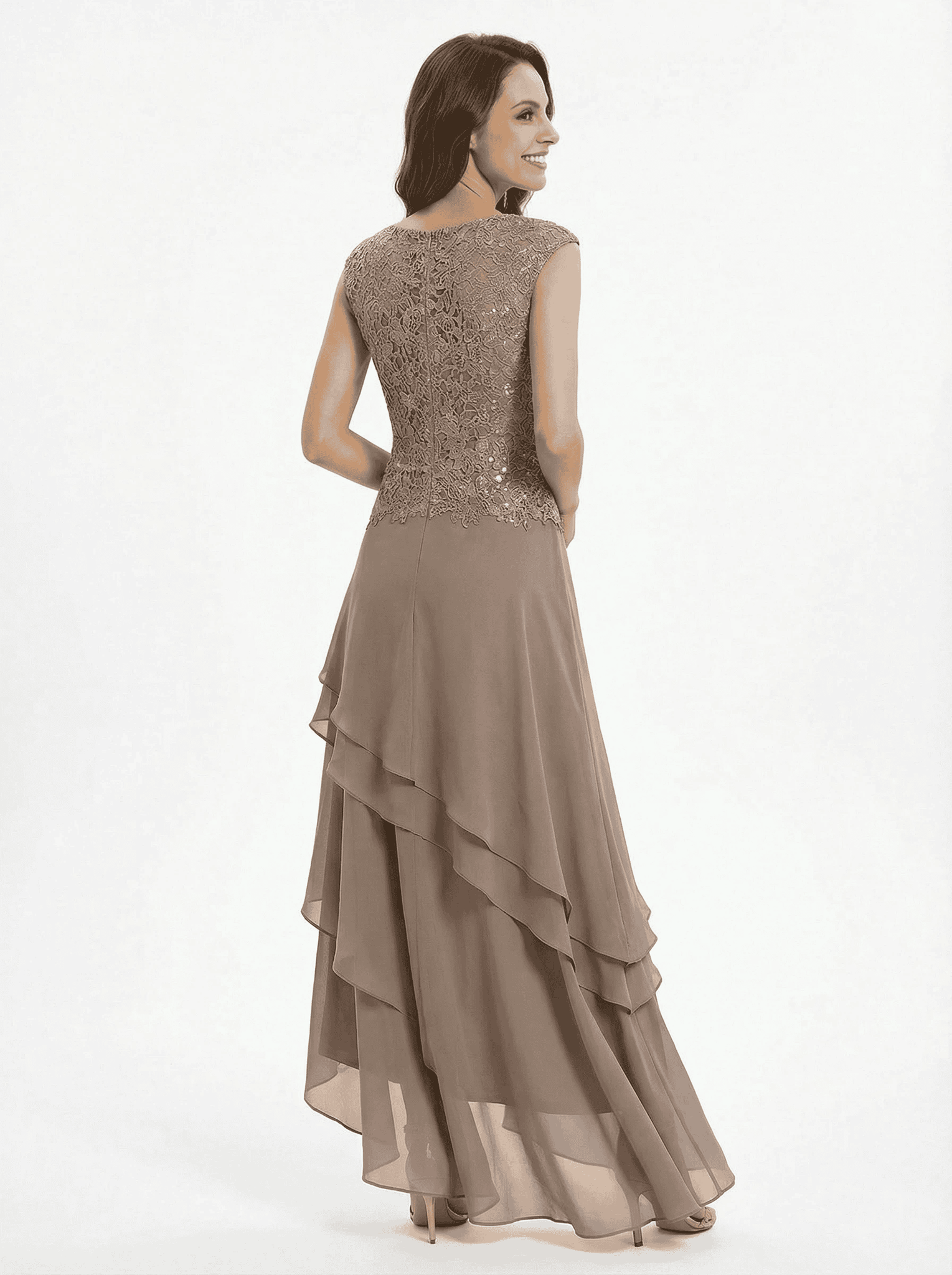 Elegant Sleeveless Jewel A-Line Lace Chiffon Mother Of The Bride Dress
