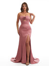 Sexy Sweetheart Side Slit Mermaid Soft Satin Long Bridesmaid Dresses Online