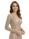 Sparkly Lace Sequin Mother Of The Groom Dress V-Neck Long Sleeve Mermaid Formal Gown