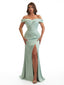 Sexy Off The Shoulder Mermaid Side Slit Soft Satin Long Bridesmaid Dresses Online