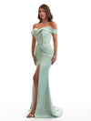 Sexy Off The Shoulder Mermaid Side Slit Soft Satin Long Bridesmaid Dresses Online