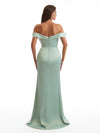 Sexy Off The Shoulder Mermaid Side Slit Soft Satin Long Bridesmaid Dresses Online