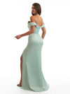 Sexy Off The Shoulder Mermaid Side Slit Soft Satin Long Bridesmaid Dresses Online