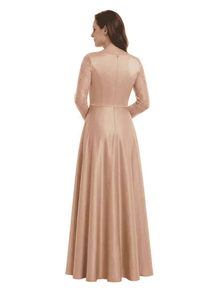 Elegant Lace Appliques Long Sleeves V-Neck A-Line Mother of the Groom Dresses