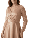 Elegant Lace Appliques Long Sleeves V-Neck A-Line Mother of the Groom Dresses
