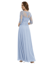 Unique Half Sleeves Lace Chiffon Overlay Floor-Length Simple Mother of the Bride Dresses