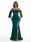 Sexy Off The Shoulder Beaded Lace Mermaid Side Slit Soft Satin Unique Long Bridesmaid Dresses Online