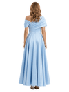 Elegant Asymmetric Straps Satin Mother Of The Groom Dress A-Line Ruched Formal Gown