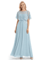 Classy Lace Capelet Mother Of The Groom Dress A-Line Chiffon Floor Length Evening Gown
