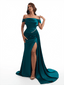 Elegant Off The Shoulder Mermaid Side Slit Soft Satin Unique Long Bridesmaid Dresses Online