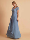 Chiffon Short Sleeves V-neck Lace Mother of the Brides Dresses UK