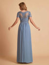 Chiffon Short Sleeves V-neck Lace Mother of the Brides Dresses UK