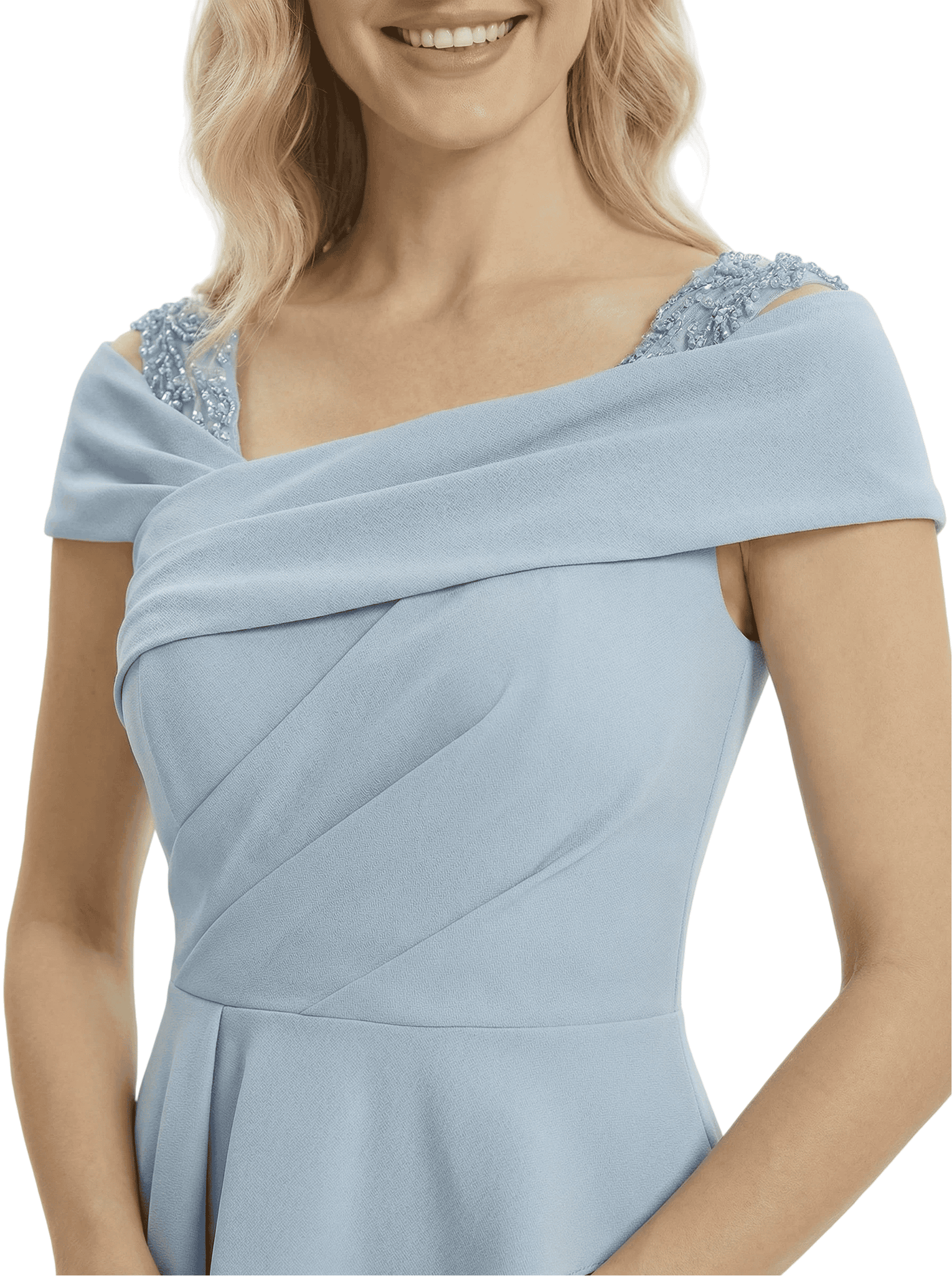 Mother of The Groom Dress Off Shoulder Short Sleeve Mermaid Silhouette Ruffled Fabric Fancy Unique Formal Occasion Gown