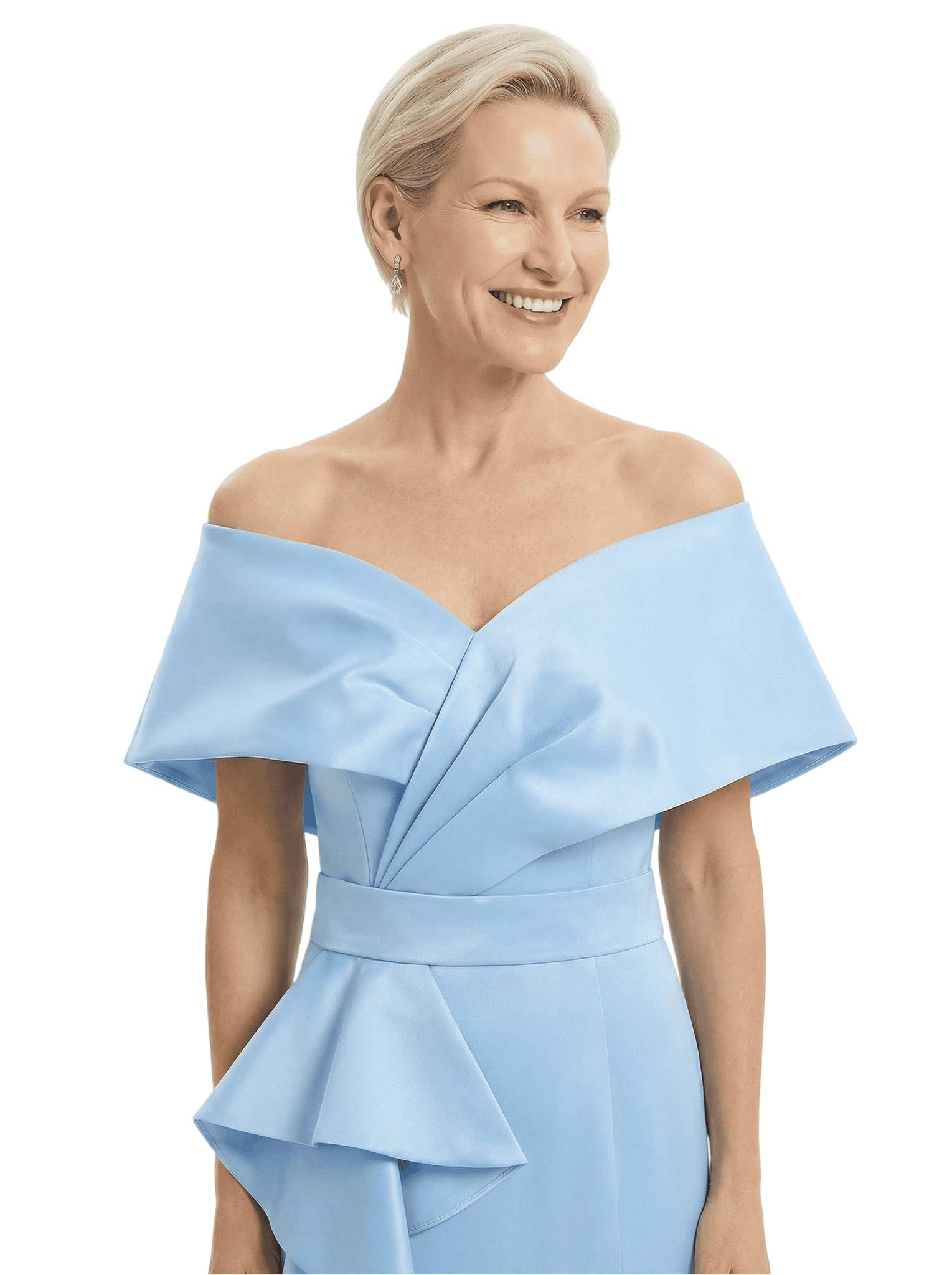 Mother of The Groom Dress Off Shoulder Mermaid Satin Floor-Length Ruffled Fancy Chic Formal Gown