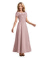 Elegant Chiffon Scoop Short Sleeves A-Line Ankle Length Mother Of The Bride Dresses