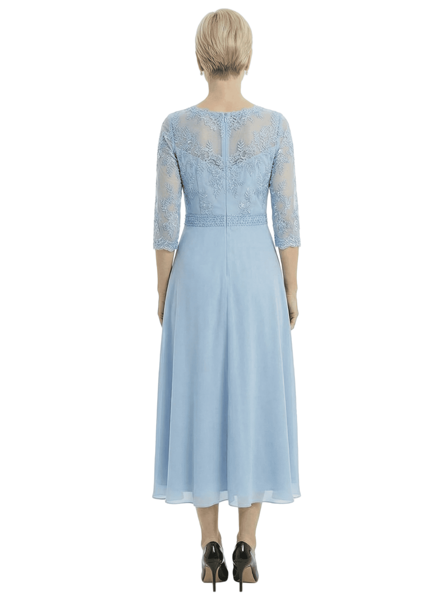 Sophisticated Lace Chiffon Mother Of The Groom Dress Half Sleeves Tea-Length Gown