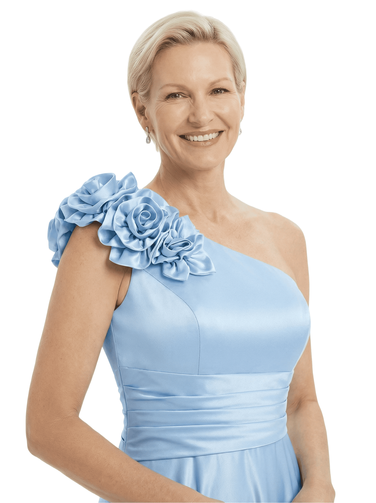 Sexy One Shoulder Side Slit Mermaid Satin Mother of the Groom Evening Dress