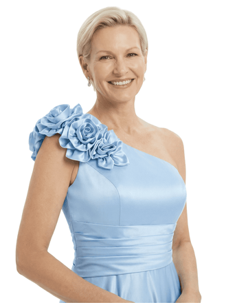 Sexy One Shoulder Side Slit Mermaid Satin Mother of the Groom Evening Dress