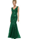 Modern Lace Mermaid Floor Length Mother Of The Bride Dresses V Neck