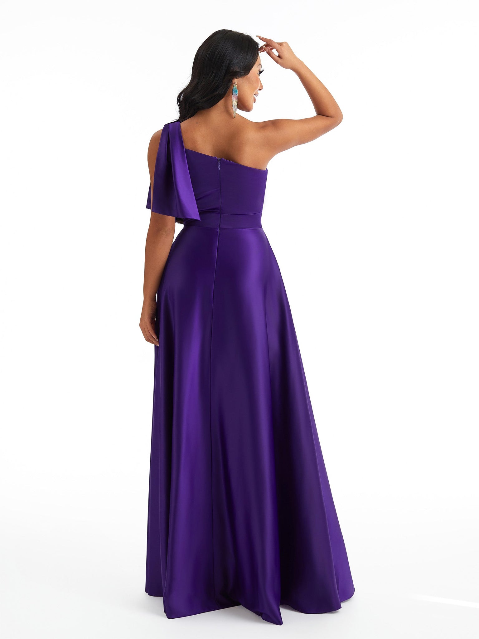Sexy One Shoulder A-Line Soft Satin Beauty Long Bridesmaid Dresses Online