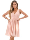 V-Neck A-line Chiffon Mini Length Bridesmaid Dresses