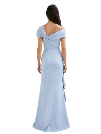 Fancy Asymmetrical Ruffles Mermaid Mother Of The Bride Satin Formal Gown