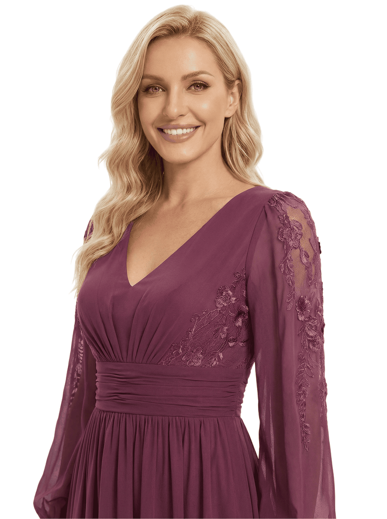 Beautiful Mother Of The Bride Dresses V-Neck 3/4 Sleeves A-Line Lace Formal Wedding Event Dress