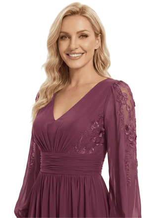 Beautiful Mother Of The Bride Dresses V-Neck 3/4 Sleeves A-Line Lace Formal Wedding Event Dress