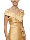 Chic Off Shoulder Knee-Length Cocktail Mother Of The Bride Satin Gown