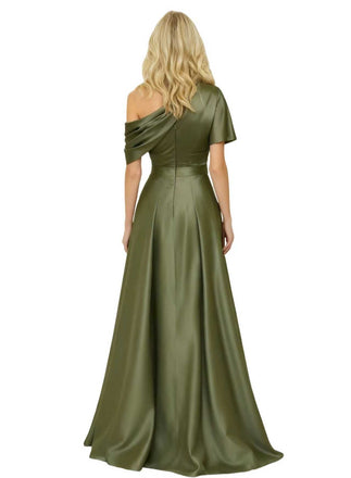 Elegant Asymmetric Straps Satin Pantsuit For Mother Of The Bride Overskirt