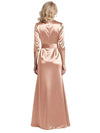 Elegant Satin V-neck Half Sleeves Side Slit Mermaid Long Mother Of The Bride Dresses